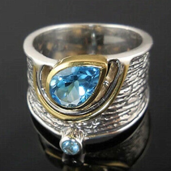 NEW 925 Sterling silver Two tone 💍 Diamond Ring - Picture 3 of 5